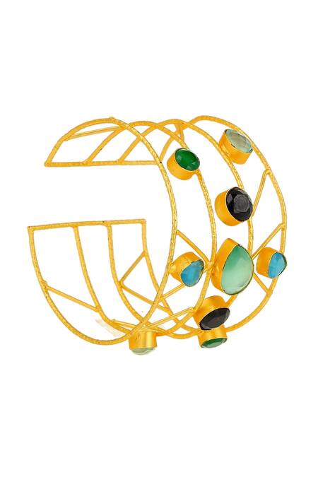 Shop Ishhaara Multi Color Stones Studded Bracelet at Aza Fashions Shop_Ishhaara_Multi Color Stones Studded Bracelet _at_Aza_Fashions