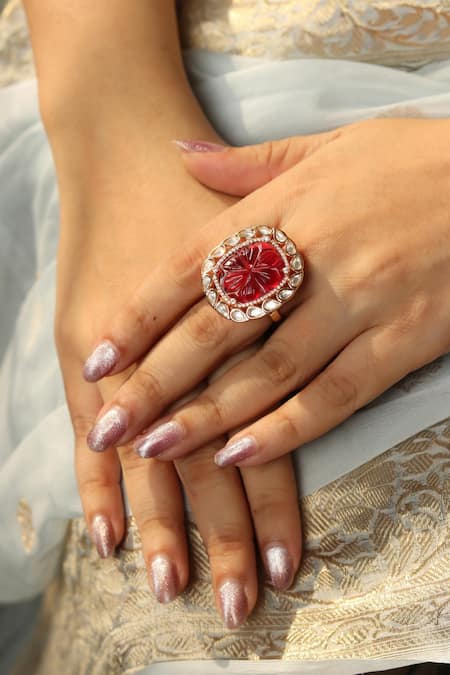 Ruby Stone Men's Ring in Silver