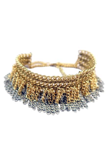 Shop Vaidaan Gold Plated Charu Chain Choker at Aza Fashions Shop_Vaidaan_Gold Plated Charu Chain Choker _at_Aza_Fashions