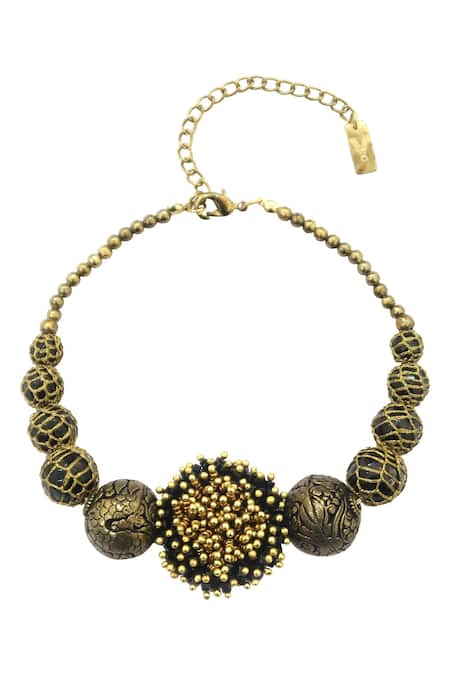 Shop Vaidaan Gold Plated Haayat Choker at Aza Fashions Shop_Vaidaan_Gold Plated Haayat Choker _at_Aza_Fashions