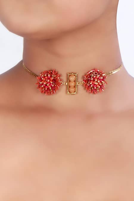 Vaidaan Gold Plated Carnation Choker 