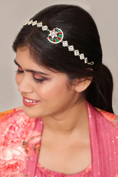 Ishhaara Gold Plated Half Crescent Shaped Sheeshpatti 