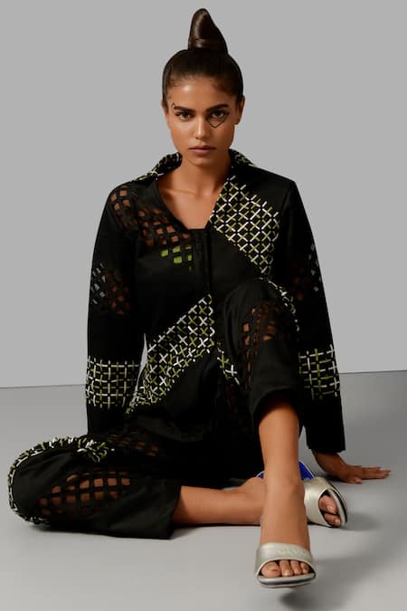 Devina Juneja Woven Panelled Pant 