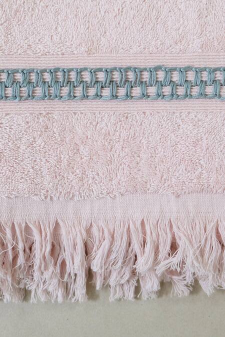 Design Gaatha Pink 100% Cotton Embroidery Hand Bath Towel 2 Pcs Set Online at Aza Fashions Design Gaatha_Pink 100% Cotton Embroidery Hand Bath Towel 2 Pcs Set_Online_at_Aza_Fashions