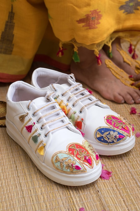 The Saree Sneakers Multi Color Embroidered Gota Sneakers 