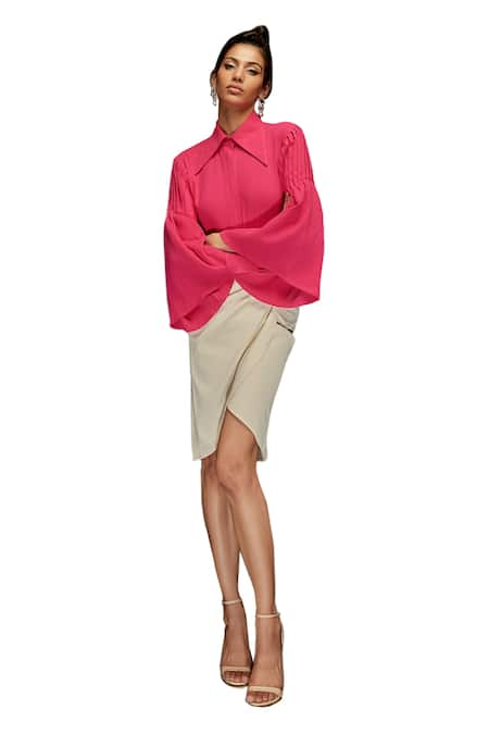 Pocketful Of Cherrie Pleated Flared Sleeve Shirt 