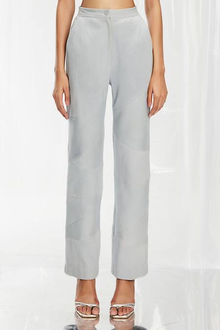 Pocketful Of Cherrie Grey Lycra Patchwork Stretch Pant Online at Aza Fashions Pocketful Of Cherrie_Grey Lycra Patchwork Stretch Pant_Online_at_Aza_Fashions