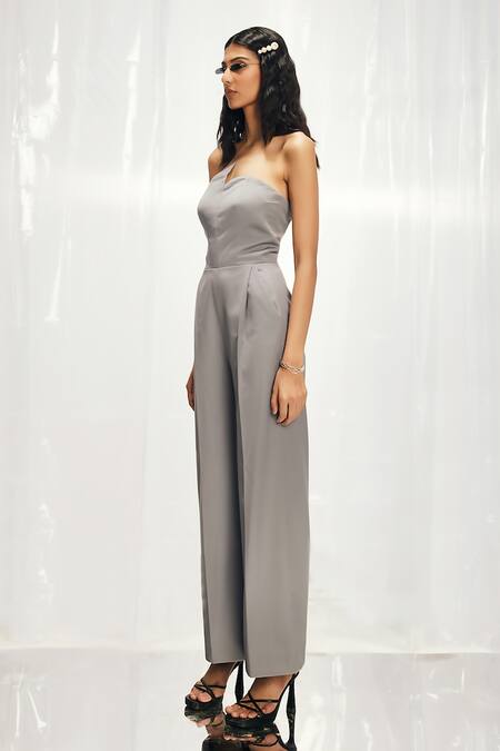 Shop_Pocketful Of Cherrie_Grey Asymmetric Neckline Jumpsuit_Online_at_Aza_Fashions