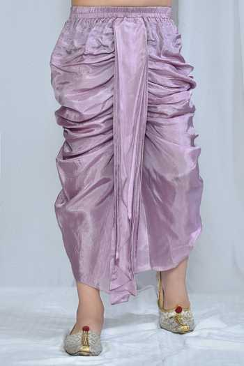 Buy_Banana Bee_White Kurta Bomb Dola Silk Shaded Angarakha With Dhoti Pant
