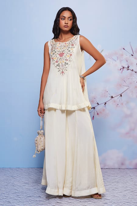 Ajiesh Oberoi Babli Floral Embroidered Kurta & Sharara Set 