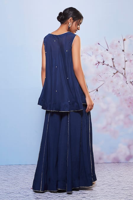 Ajiesh Oberoi Babli Flower Embroidered Kurta & Sharara Set 