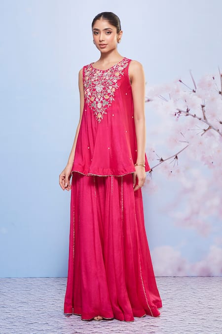 Ajiesh Oberoi Babli Floret Embroidered Kurta & Sharara Set 