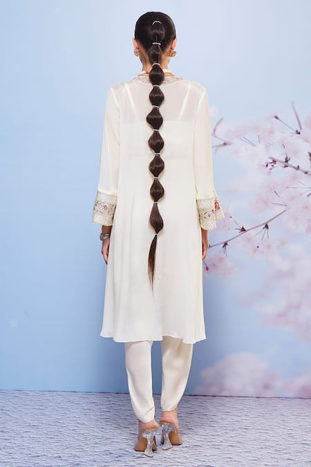 Ajiesh Oberoi Floral Embroidered Dhoti Pant & Jacket Set 