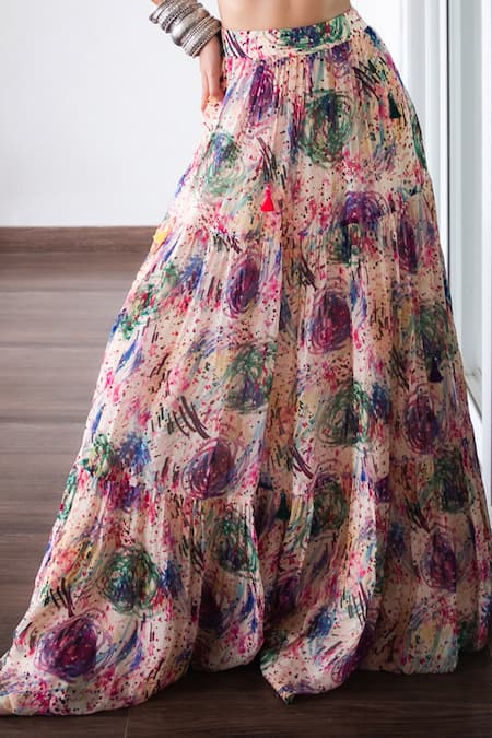 Buy Shachi Sood White Silk, Organza Embroidery V-neck Hand Top And Skirt Set Online at Aza Fashions Buy_Shachi Sood_White Silk, Organza Embroidery V-neck Hand Top And Skirt Set _Online_at_Aza_Fashions