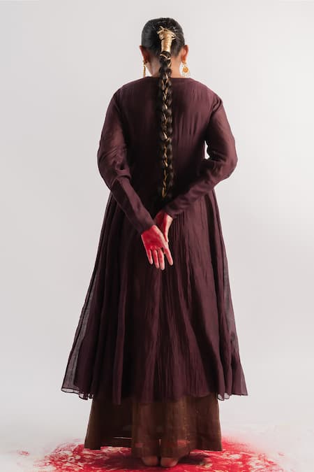 Tussah By Siddhi Shah Yoke Hand Embroidered Anarkali With Inner 