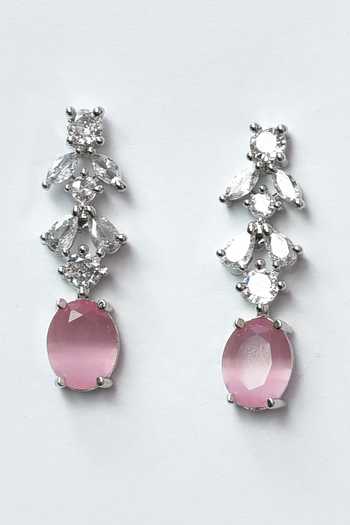 Nayaab By Aleezeh_Pink Embellished Stone Necklace Set_at_Aza_Fashions