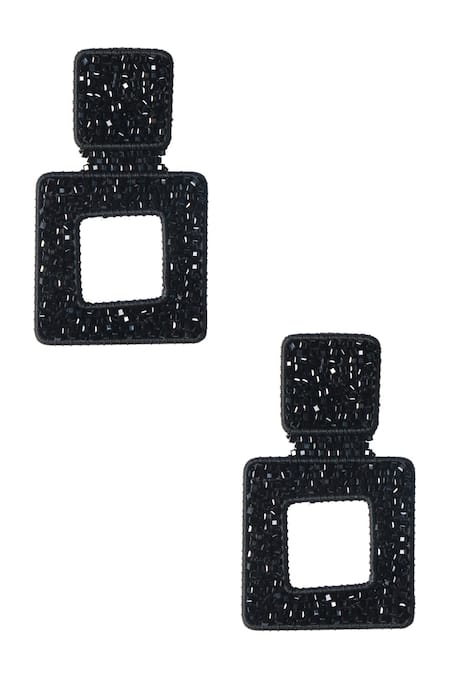 Shop Vaidaan Gold Plated Stones The Black Window Danglers at Aza Fashions Shop_Vaidaan_Gold Plated Stones The Black Window Danglers _at_Aza_Fashions