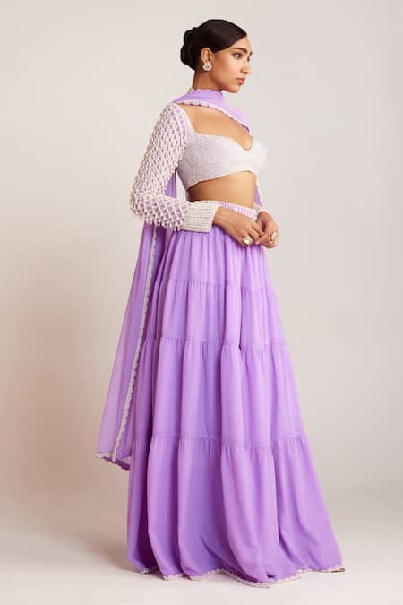 Buy Vvani By Vani Vats Purple Georgette, Silk Pearls Sweetheart Drop Full Sleeve Blouse Sharara Set Online at Aza Fashions Buy_Vvani By Vani Vats_Purple Georgette, Silk Pearls Sweetheart Drop Full Sleeve Blouse Sharara Set _Online_at_Aza_Fashions