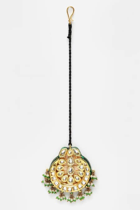 Dugran By Dugristyle Green Pearl And Kundan Embellished Maangtikka Online at Aza Fashions Dugran By Dugristyle_Green Pearl And Kundan Embellished Maangtikka _Online_at_Aza_Fashions