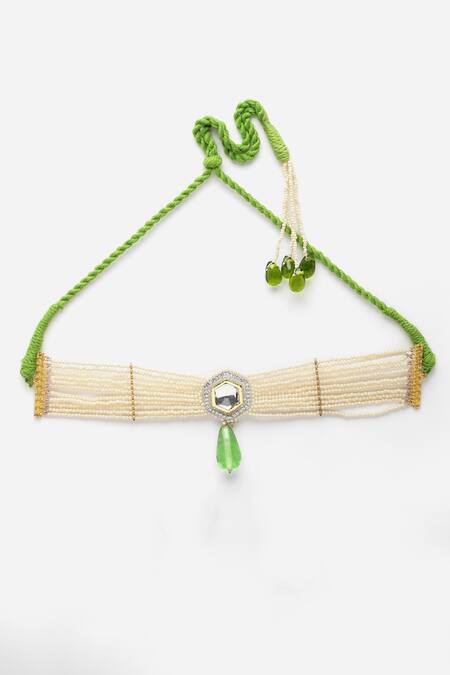 Dugran By Dugristyle_Multi Color Kundan And Stone Embellished Choker Necklace _Online_at_Aza_Fashions