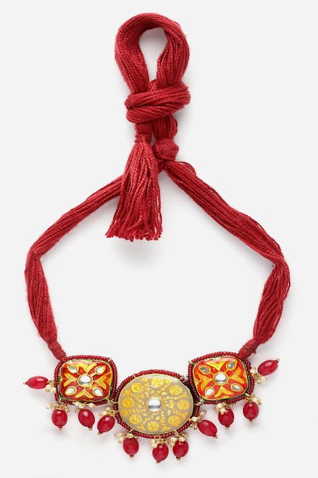 Shop Dugran By Dugristyle Multi Color Meenakari Work Embellished Choker Necklace at Aza Fashions Shop_Dugran By Dugristyle_Multi Color Meenakari Work Embellished Choker Necklace _at_Aza_Fashions