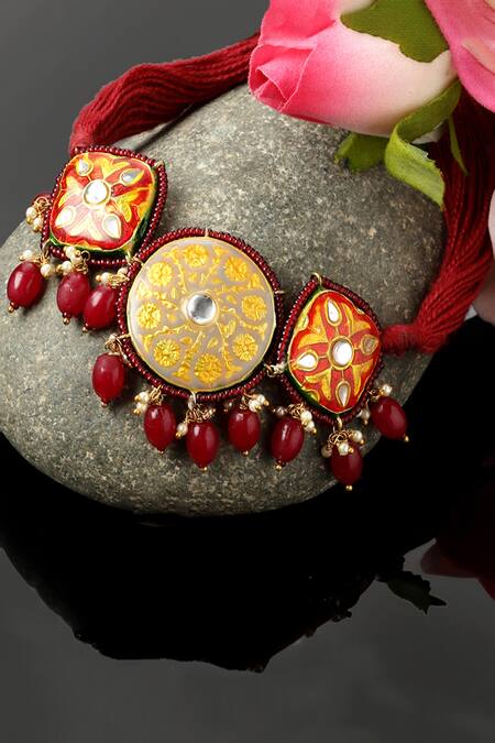 Dugran By Dugristyle Multi Color Meenakari Work Embellished Choker Necklace Online at Aza Fashions Dugran By Dugristyle_Multi Color Meenakari Work Embellished Choker Necklace _Online_at_Aza_Fashions