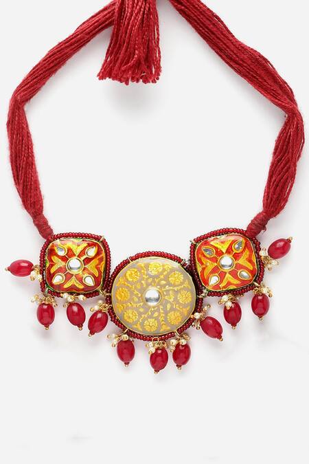 Buy Dugran By Dugristyle Multi Color Meenakari Work Embellished Choker Necklace Online at Aza Fashions Buy_Dugran By Dugristyle_Multi Color Meenakari Work Embellished Choker Necklace _Online_at_Aza_Fashions