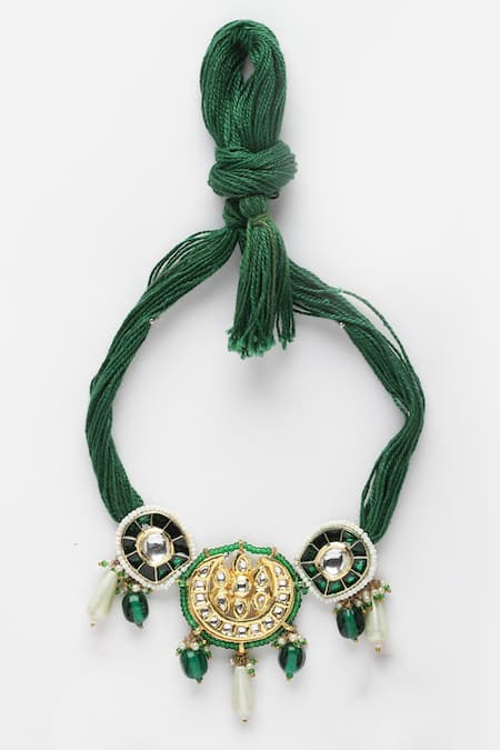 Shop Dugran By Dugristyle Multi Color Kundan Embellished Choker Necklace at Aza Fashions Shop_Dugran By Dugristyle_Multi Color Kundan Embellished Choker Necklace _at_Aza_Fashions