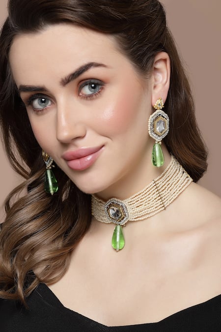 Dugran By Dugristyle Kundan Embellished Choker Necklace Net 