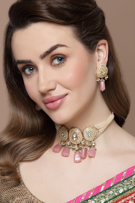 Dugran By Dugristyle Meenakari Work Embellished Choker Necklace Set 