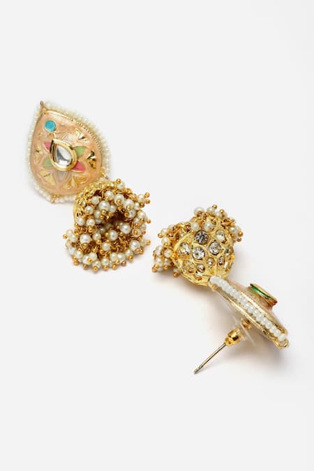 Dugran By Dugristyle_Multi Color Pearls, Diamonds, Floral Kundan Embellished Choker Necklace Set _at_Aza_Fashions