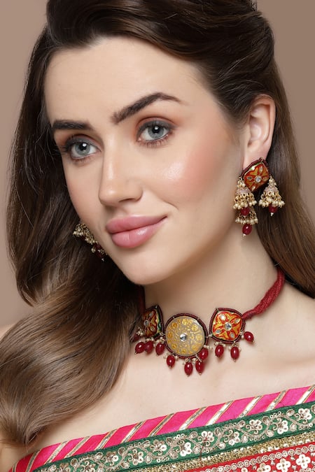 Dugran By Dugristyle Kundan & Pearl Embellished Necklace Set 