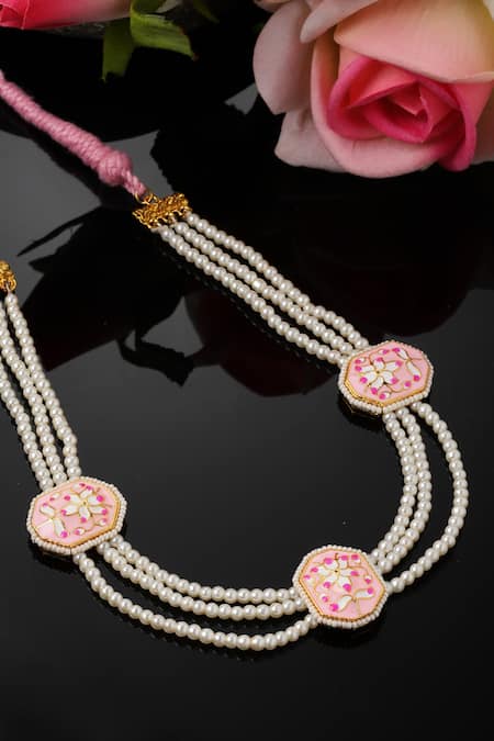 Dugran By Dugristyle Multi Color Kundan Flower Embellished Necklace Online at Aza Fashions Dugran By Dugristyle_Multi Color Kundan Flower Embellished Necklace _Online_at_Aza_Fashions