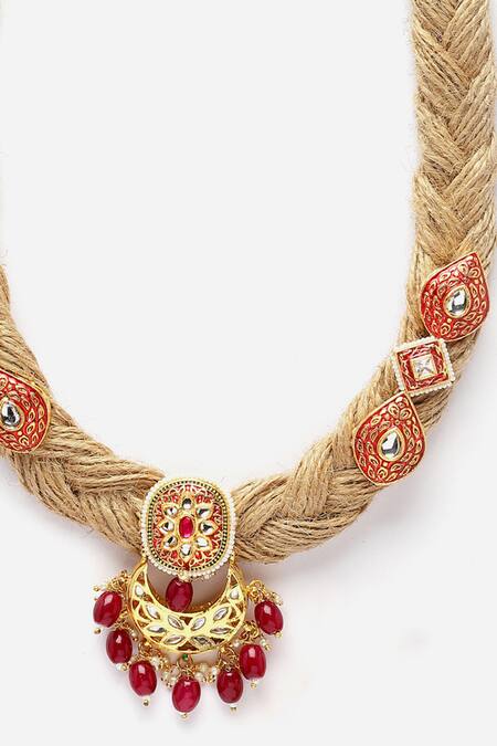 Buy Dugran By Dugristyle Multi Color Braided Kundan Necklace Online at Aza Fashions Buy_Dugran By Dugristyle_Multi Color Braided Kundan Necklace _Online_at_Aza_Fashions