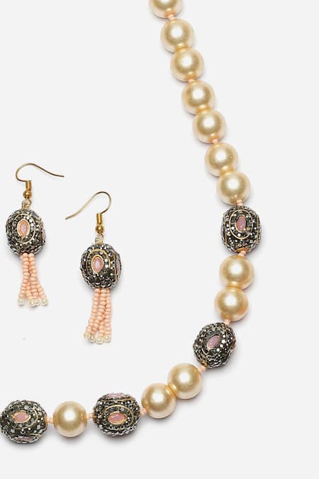 Buy Dugran By Dugristyle Multi Color Pearls, Stones Embellished Necklace Set Online at Aza Fashions Buy_Dugran By Dugristyle_Multi Color Pearls, Stones Embellished Necklace Set _Online_at_Aza_Fashions