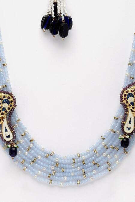 Buy_Dugran By Dugristyle_Multi Color Peacock Ornamented Necklace _Online_at_Aza_Fashions