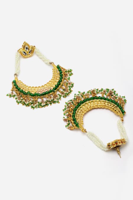 Buy Dugran By Dugristyle Multi Color Pearls, Gota Patti, Stones Kundan Embellished Chandbalis Online at Aza Fashions Buy_Dugran By Dugristyle_Multi Color Pearls, Gota Patti, Stones Kundan Embellished Chandbalis _Online_at_Aza_Fashions