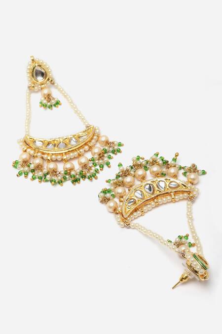 Buy_Dugran By Dugristyle_Multi Color Pearls, Lace, Stones Natural Embellished Chandbalis _Online_at_Aza_Fashions