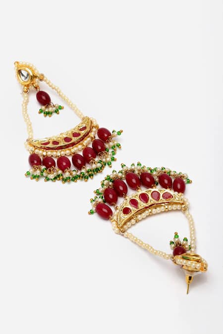 Buy_Dugran By Dugristyle_Multi Color Pearls, Diamonds, Stones Embellished Chandbalis _Online_at_Aza_Fashions