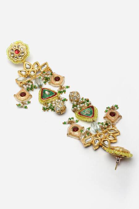 Buy Dugran By Dugristyle Multi Color Pearls, Lace, Stones Kundan Embellished Danglers Online at Aza Fashions Buy_Dugran By Dugristyle_Multi Color Pearls, Lace, Stones Kundan Embellished Danglers _Online_at_Aza_Fashions