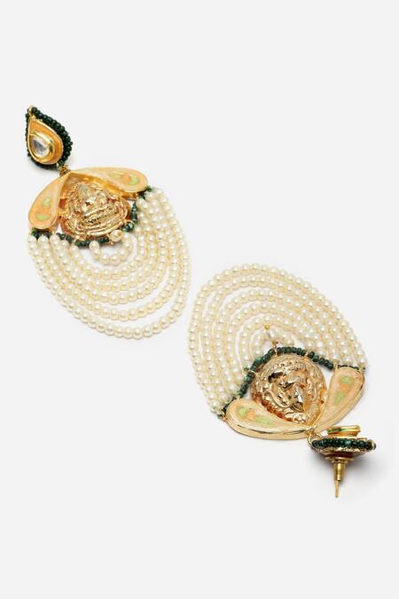 Buy Dugran By Dugristyle Multi Color Pearls, Gota Patti, Stones Emerald Embellished Earrings Online at Aza Fashions Buy_Dugran By Dugristyle_Multi Color Pearls, Gota Patti, Stones Emerald Embellished Earrings _Online_at_Aza_Fashions
