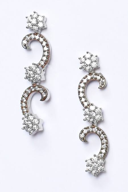 Shop Kohar By Kanika Silver Plated American Diamonds, Semi Precious Swirl Embellished Necklace Set Online at Aza Fashions Shop_Kohar By Kanika_Silver Plated American Diamonds, Semi Precious Swirl Embellished Necklace Set_Online_at_Aza_Fashions