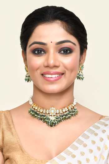 Kohar By Kanika Semi Precious , Jade Paachi Kundan Necklace Set Online at Aza Fashions Kohar By Kanika_Semi Precious , Jade Paachi Kundan Necklace Set_Online_at_Aza_Fashions