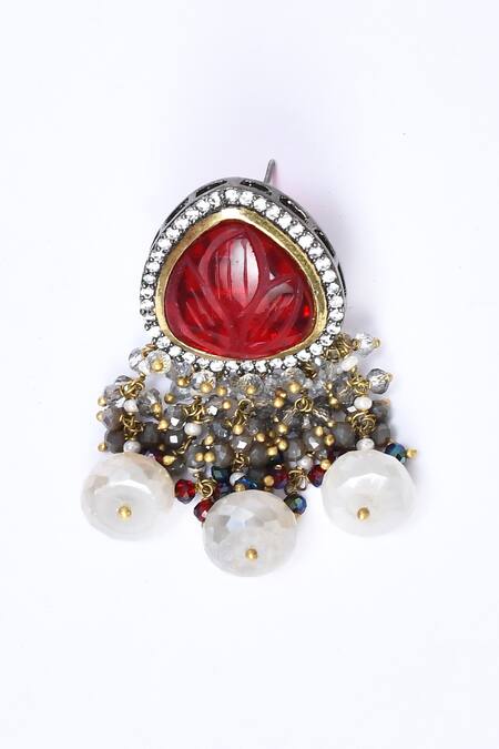 Buy_Kohar By Kanika_Red Semi Precious Stones Victorian Embellished Jewellery Set