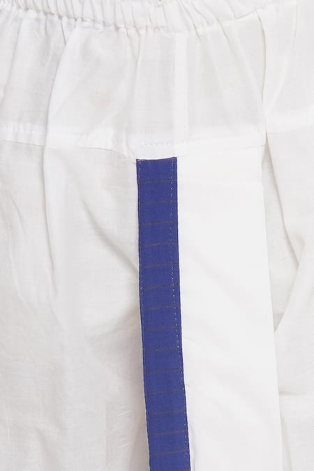 Shop_Little Bansi_Blue Cotton Cow Print Nehru Jacket With Kurta Set 