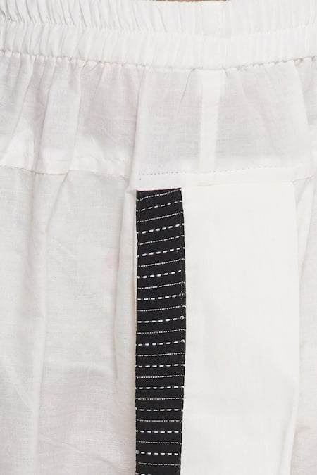 Buy_Little Bansi_Black Cotton Embroidery Striped Kurta Set With Nehru Jacket 