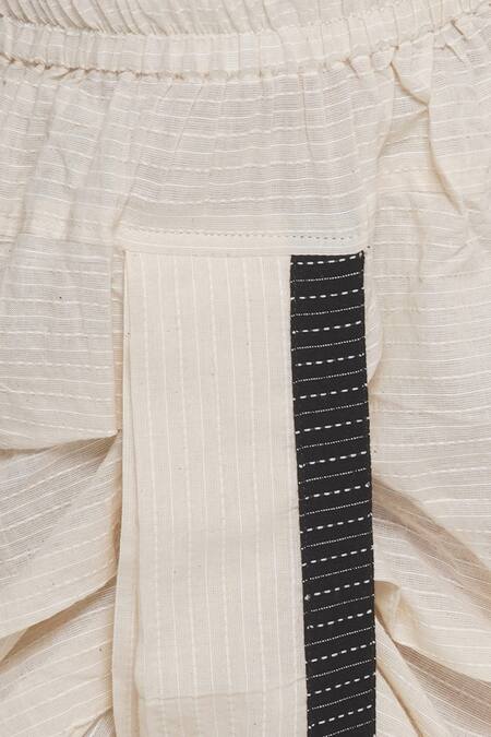 Little Bansi_Black Cotton Sequins, Embroidery Dhoti Pant Kurta Set _at_Aza_Fashions