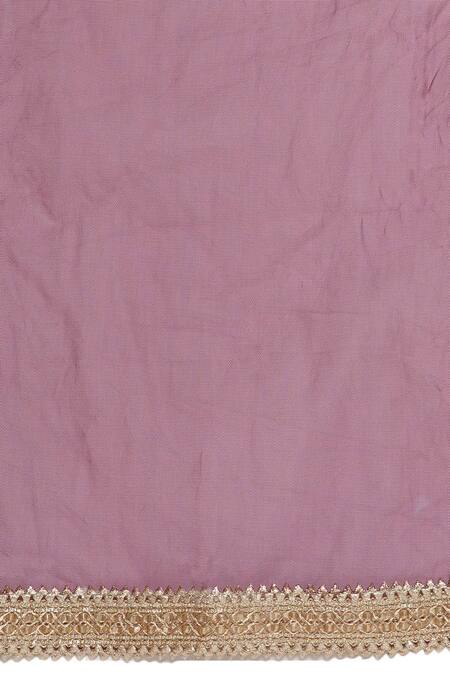 Little Bansi_Wine Gabardine, Cotton, Gingham, Silk Sequins, Embroidery Blouse Lehenga Set _at_Aza_Fashions