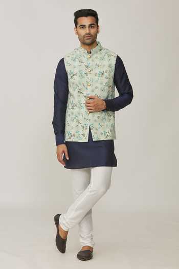 Spring Break Floral Print Bundi & Kurta Set 