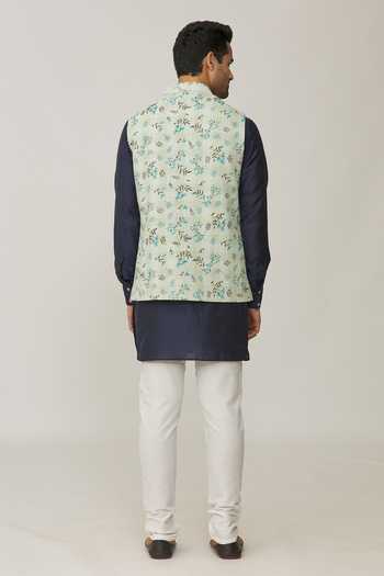 Spring Break Floral Print Bundi & Kurta Set 
